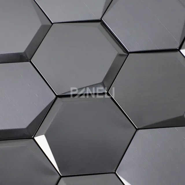 Zelfklevende 3D Tegel Cubi Metal - 26 cm x 30 cm x 0.60 cm | 0.5 kg | Paneli zelfklevende steenstrips