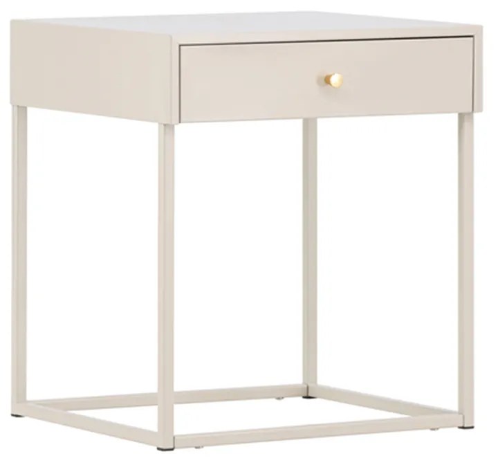 Metalen Nachtkastje Met Lade Beige - 41x41x50cm.