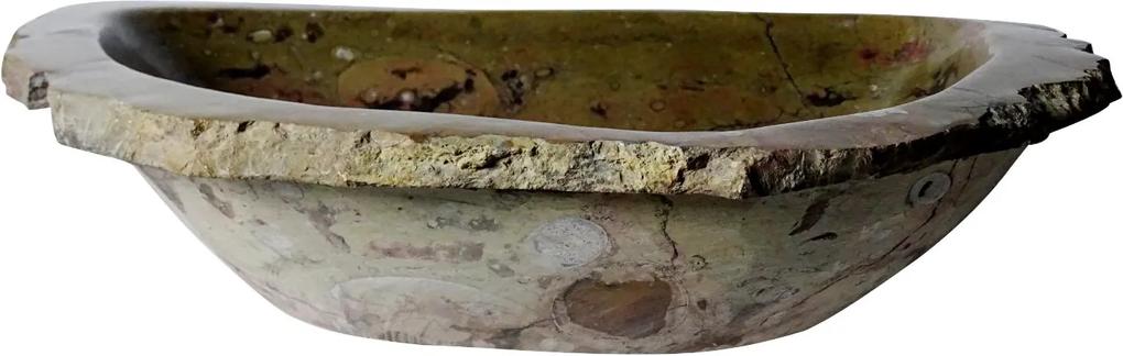 Bruin marmeren waskom | Eeuwenoud Goniatiet Fossiel | 44 x 50 x 9 cm