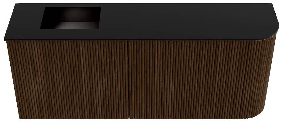 Mondiaz Joya 100cm toiletmeubel ronding rechts walnut met wastafel faye links zonder kraangat urban