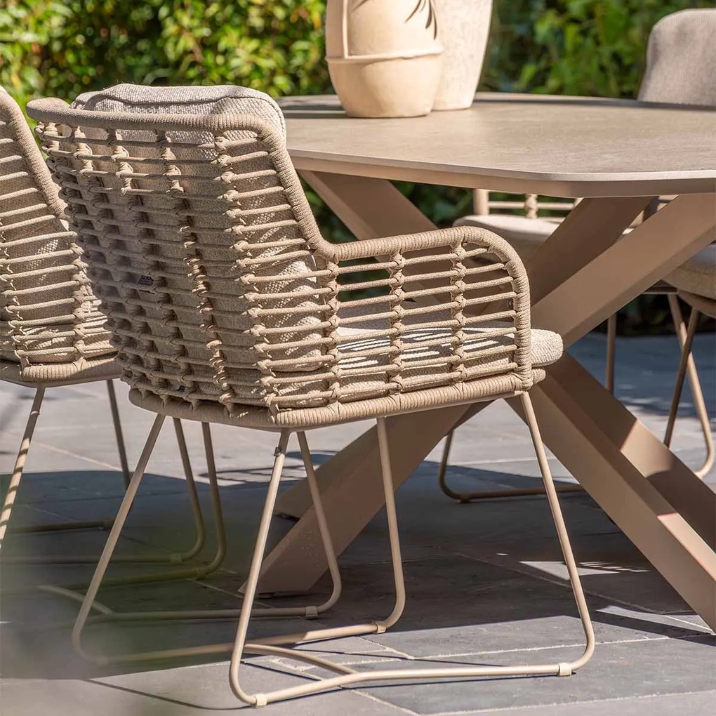 4 Seasons Fabrice tuinset 7-delig - Prado tuintafel 240x105 cm - ceramic sabbia latte