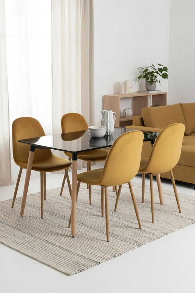 Set 4 Teok Fluwelen Stoelen