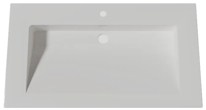 Lambini Designs Flora solid surface wastafel 80cm met kraangat wit mat
