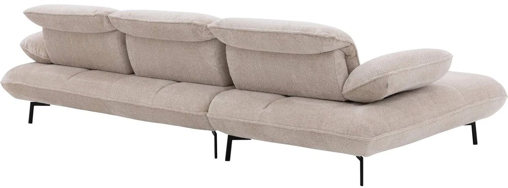 Goossens Excellent Bank Leandro beige, stof, 2,5-zits, modern design met chaise longue links