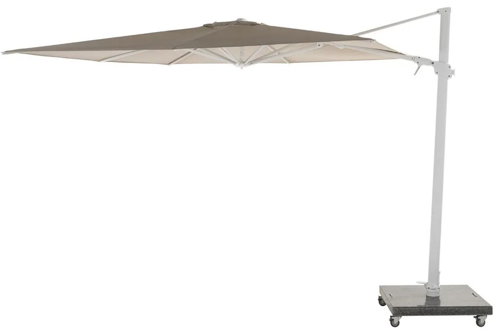 4 Seasons Outdoor Siesta PREMIUM 300 x 300 cm parasol zand doek met wit frame Parasol   houtkleur weerbestendig