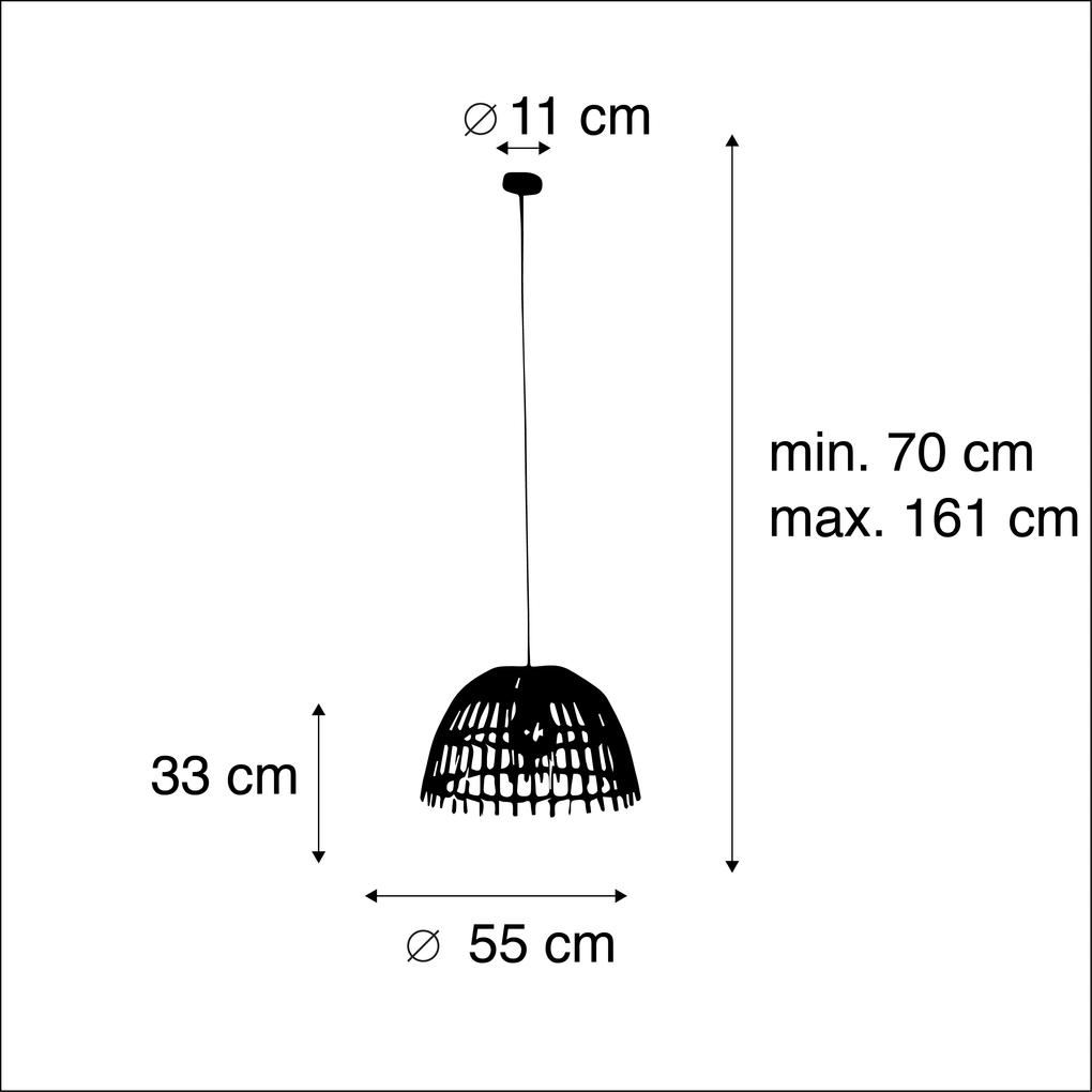 Eettafel / Eetkamer Landelijke hanglamp bamboe 55 cm - Cane Landelijk / Rustiek E27 Scandinavisch rond Binnenverlichting Lamp