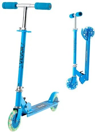 VEVOR Step (2 wielen) voor kinderen vanaf 3 jaar, stadsstep, kinderstep met lichtgevende wielen, in hoogte verstelbaar stuur, antislip deck en opvouwbaar frame, step tot 50 kg, blauw