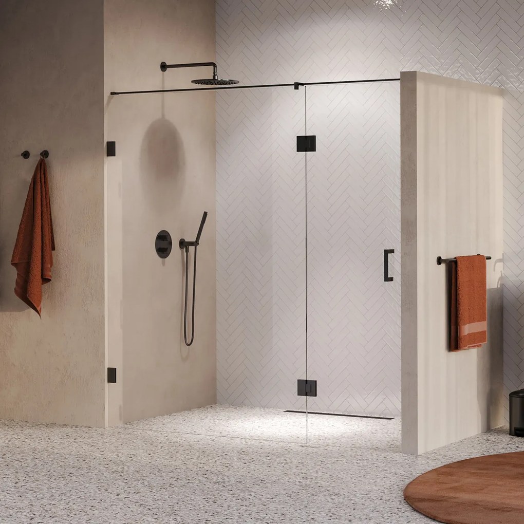 Brauer Void profielloze nisdeur 190cm met draaideur 70cm aan glas gunmetal geborsteld PVD
