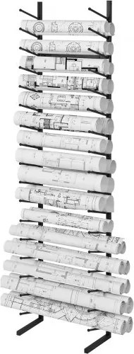 VEVOR Blauwdruk Opbergrek, Hangend Poster Displayrek met 16 Lagen, Verticale Blauwdruk Rolbinder Houder met 2 Wielen/Banden, Rolbinder Opbergrek voor Blauwdruk Kaart Posters