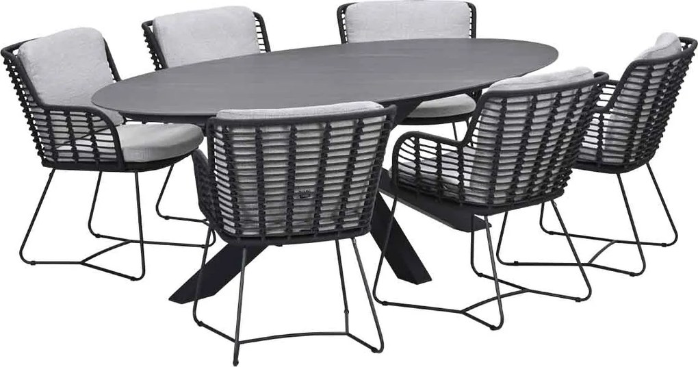 Garden Impressions Fabrice tuinset 7-delig - Scot tuintafel Napoli grey 230x115 cm
