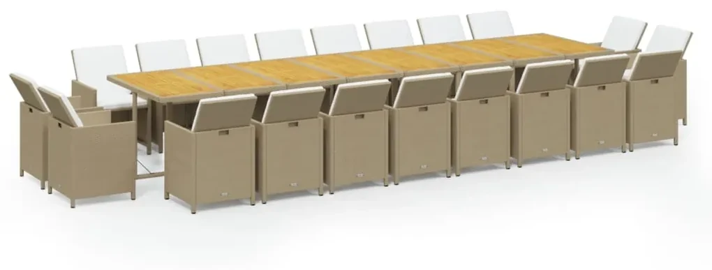 vidaXL 21-delige Tuinset met kussens poly rattan beige