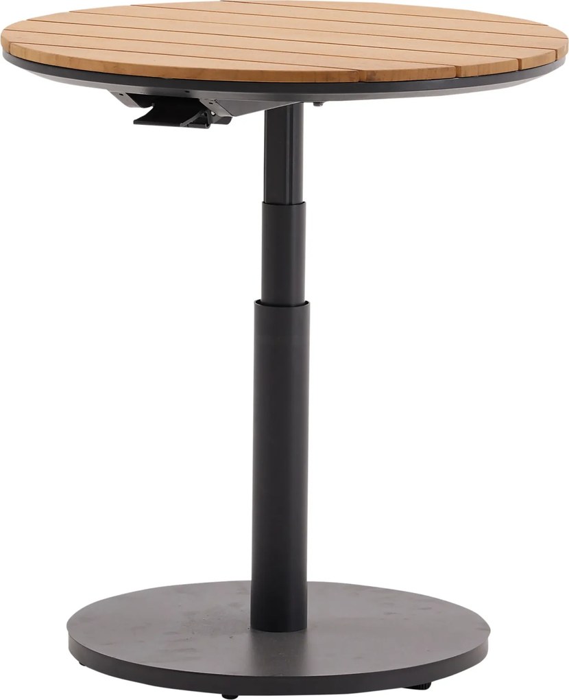 San Sebastian bijzettafel 59xH45-65 cm rond aluminium antraciet teak  blad