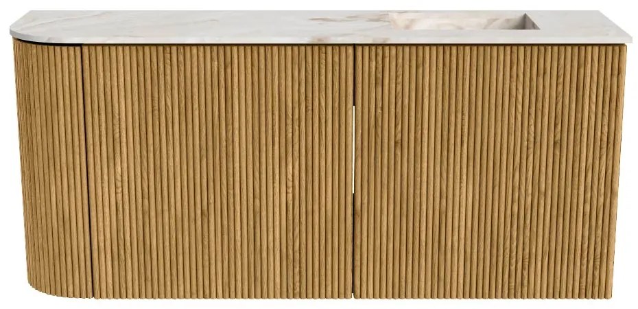 Mondiaz Joya DLux 90cm toiletmeubel ronding links oak met wastafel faye rechts zonder kraangat frappe