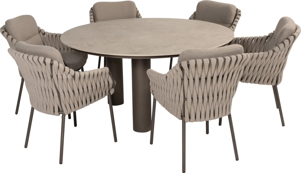 Arizona Montera dining tuinset 7 delig 160 cm rond keramiek terre 4 Seasons Outdoor