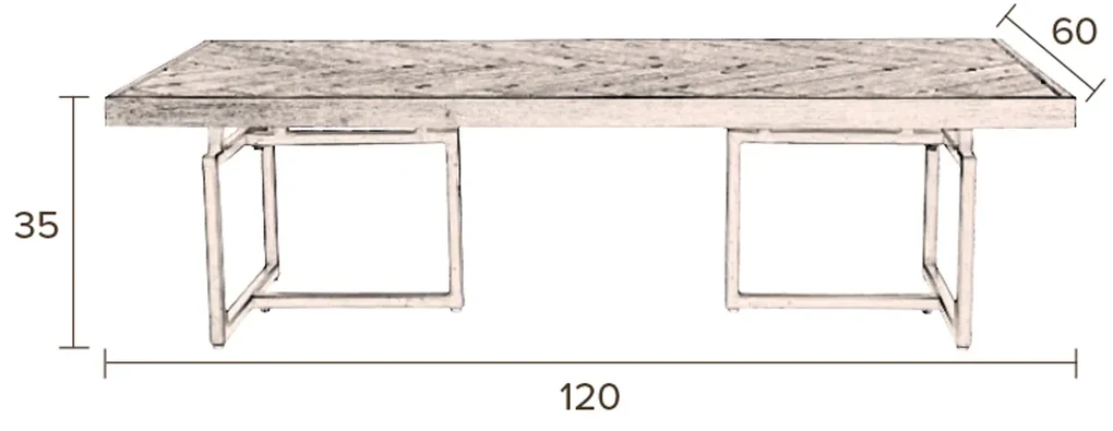 Salontafel Visgraat Eiken - 120 X 60cm.