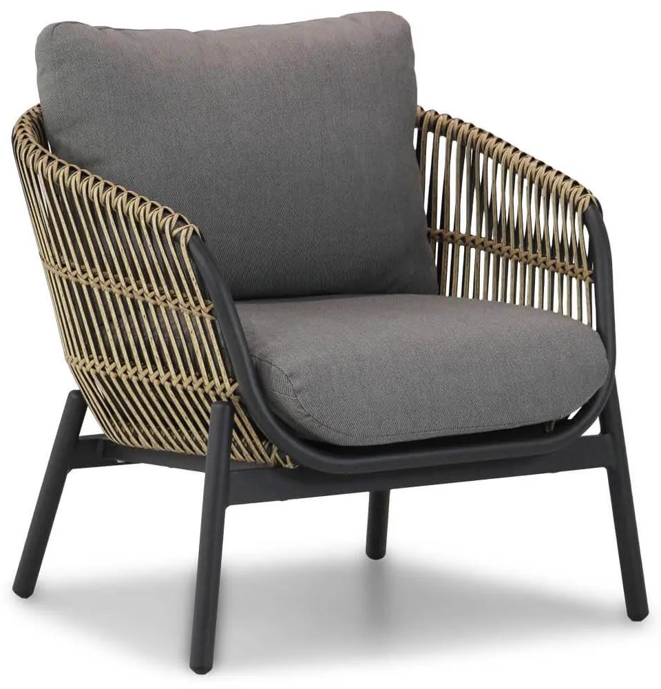 Stoel en Bank Loungeset Wicker Taupe 5 personen Coco Nathan/Montana