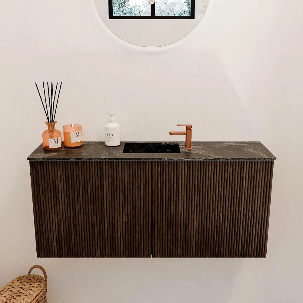 Mondiaz Joya DLux 90cm toiletmeubel walnut met wastafel faye midden 1 kraangat lava