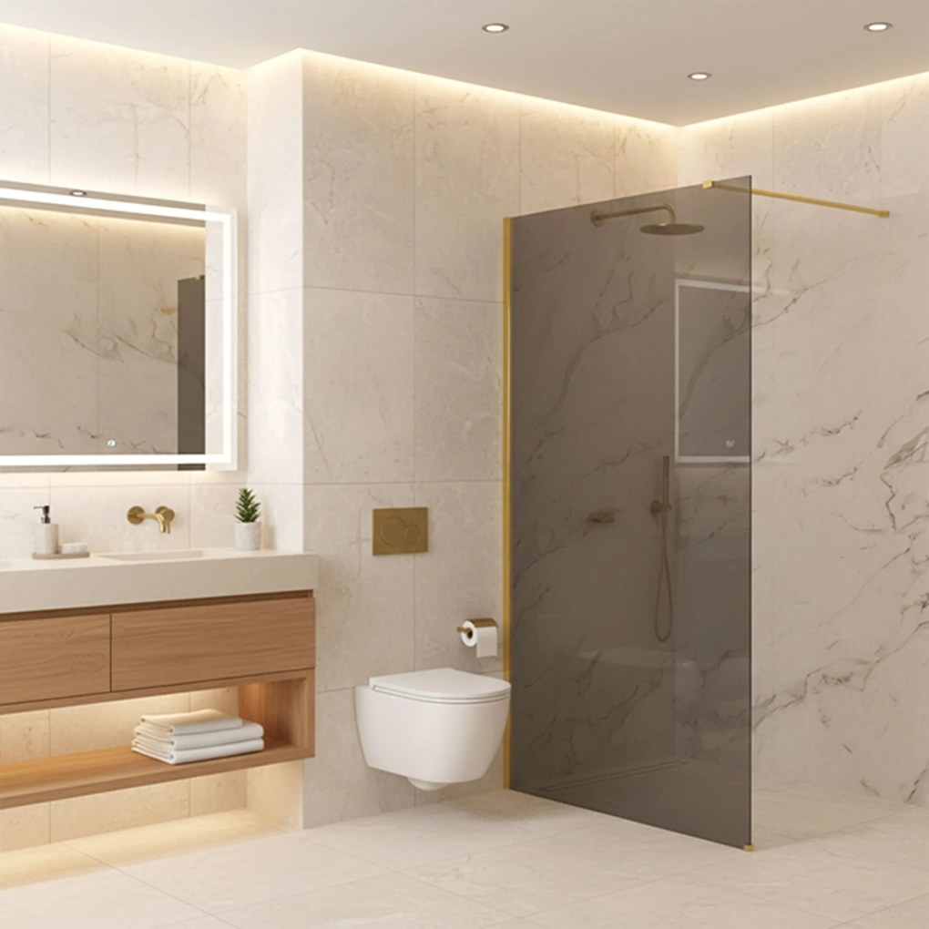 Walk-in douchewand Rea Flexi Grey / Gold 140