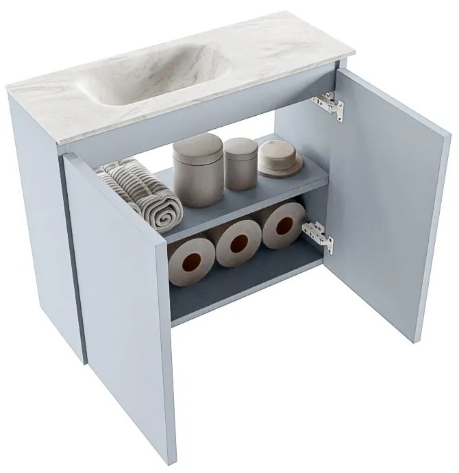 Mondiaz Ture DLux toiletmeubel 60cm clay met wastafel ostra links met kraangat