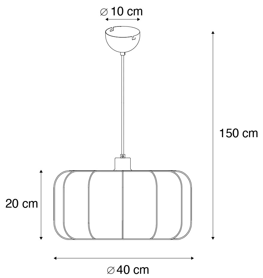 Stoffen Japandi hanglamp zwart met wit 40cm - MadleineJapandi E27 Scandinavisch rond Binnenverlichting Lamp
