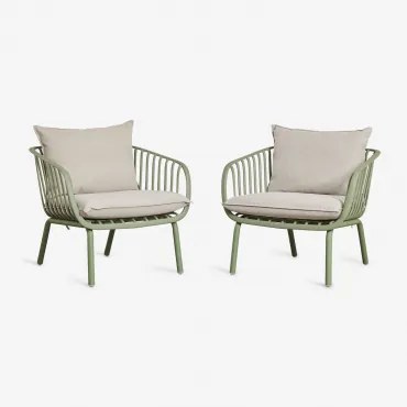 Pack Van 2 Tuinstoelen Van Staal En Polypropyleen Aradina Groene Lauerl - Sklum