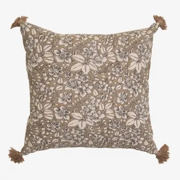 Vierkant Kussen 45x45 Cm In Odilon-katoen Beige – Linnen - Sklum