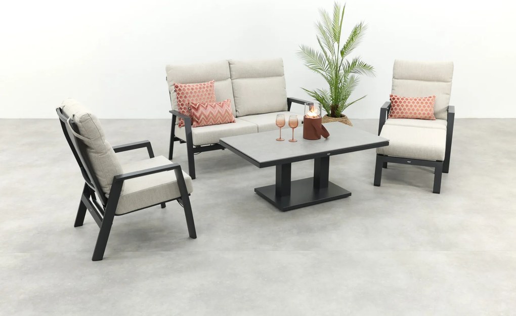 Lagos/Milford stoel-bank loungeset 4-delig verstelbaar