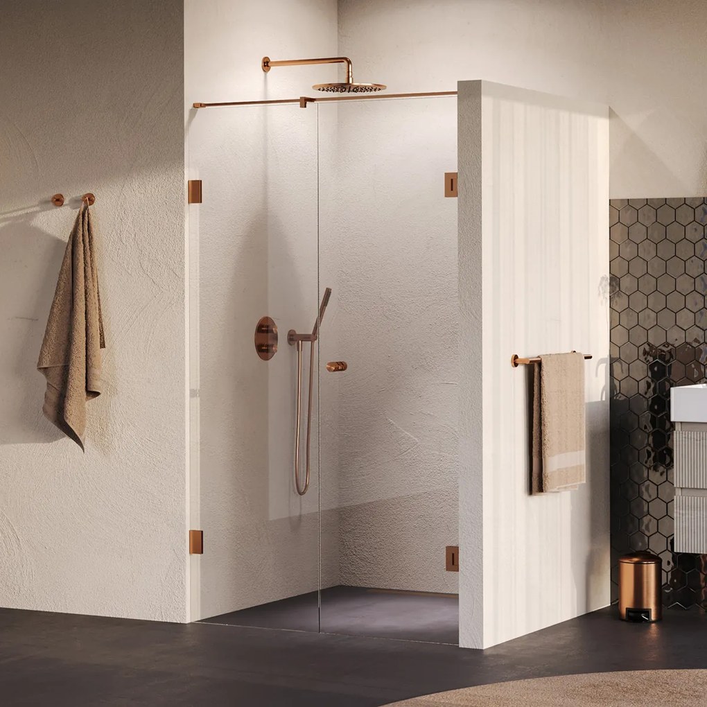 Brauer Void Carving profielloze nisdeur 120cm met draaideur 60cm aan muur koper geborsteld PVD