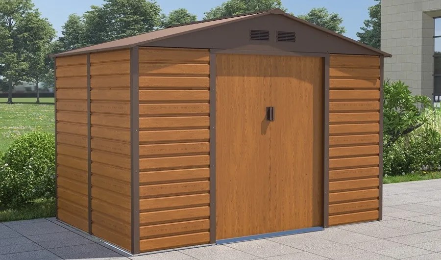 Lahti metalen gereedschapshuis 2,8 x 1,9 m Winkel Boss houtachtig