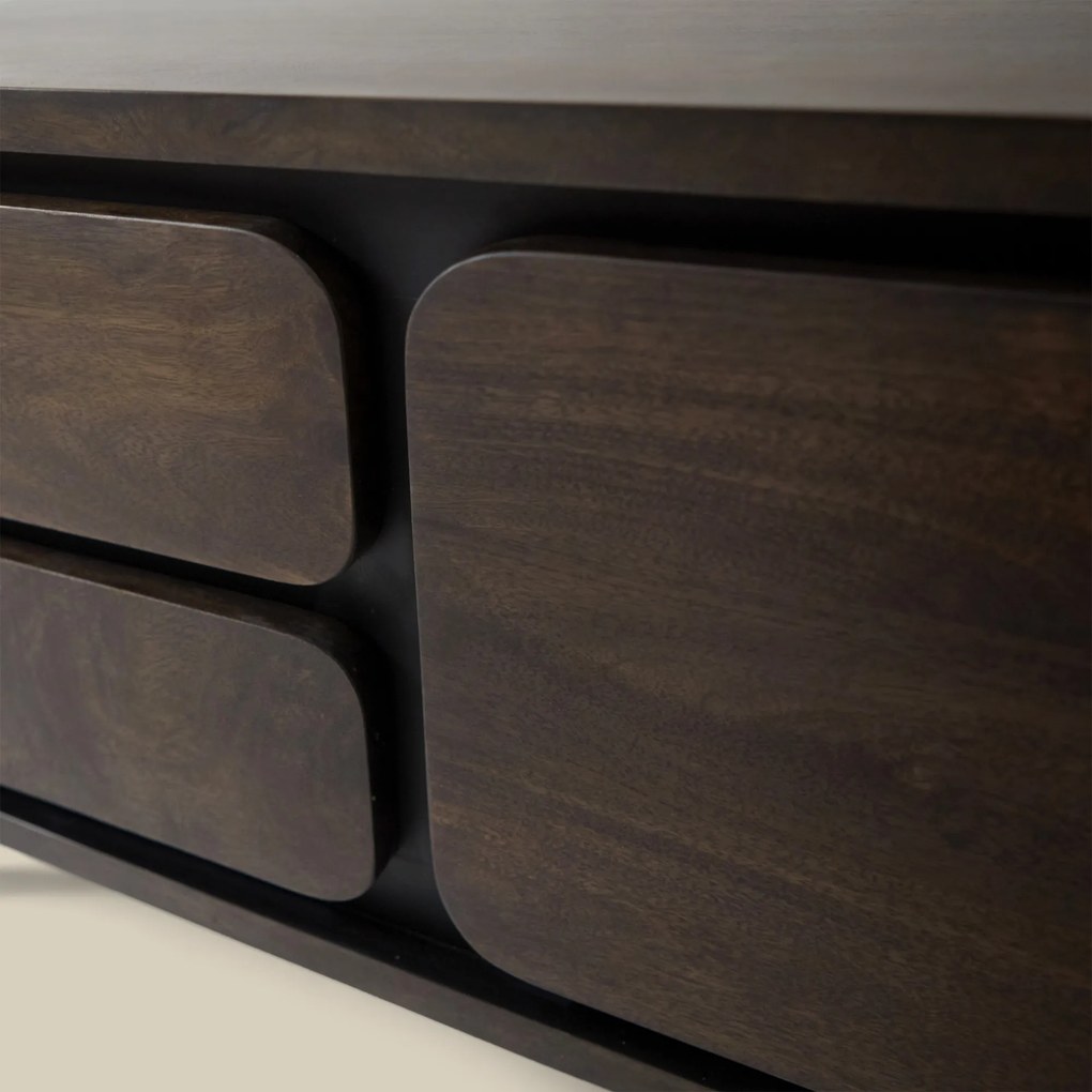 Donkerbruin Tv-meubel Mangohout - 160x40x55cm.