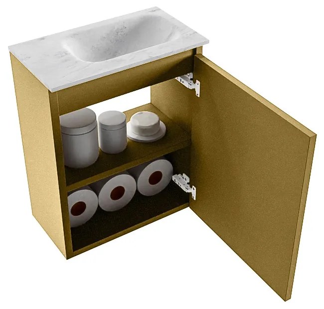 Mondiaz Ture DLux toiletmeubel 40cm oro met wastafel opalo rechts met kraangat