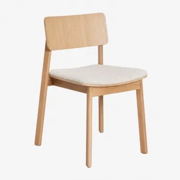 Gilda Houten Eetkamerstoel Natuurlijk Hout & Bouclé Wit - Sklum
