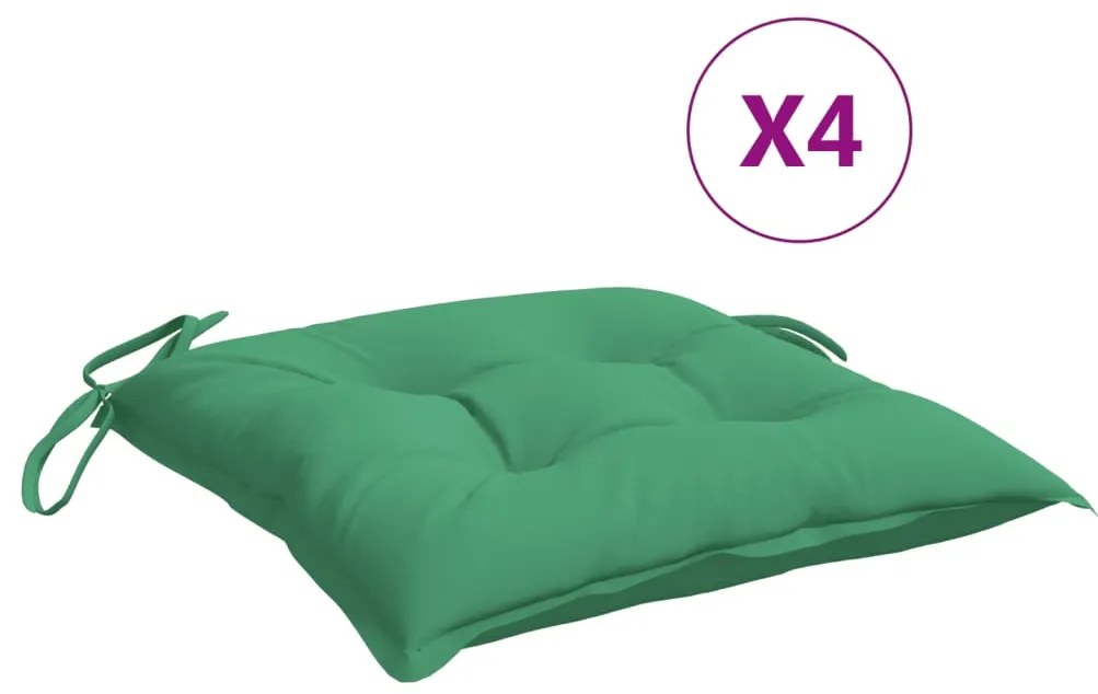 vidaXL Stoelkussens 4 st 40x40x7 cm groen