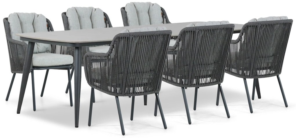 Tuinset 6 personen 240 cm Aluminium/rope Grijs Santika Furniture Santika