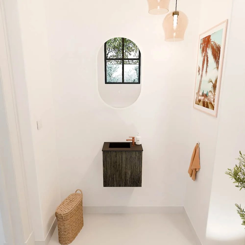 Mondiaz Joya 40cm toiletmeubel shadow met wastafel faye links 1 kraangat urban