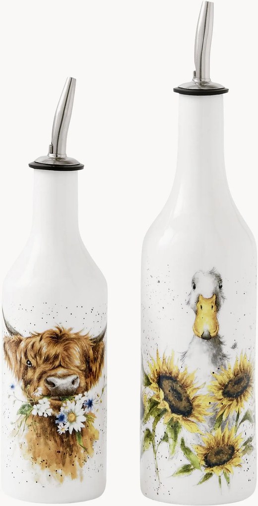Fine Bone China azijn- en olie-dispenser Vinegar & Oil, 2-delig