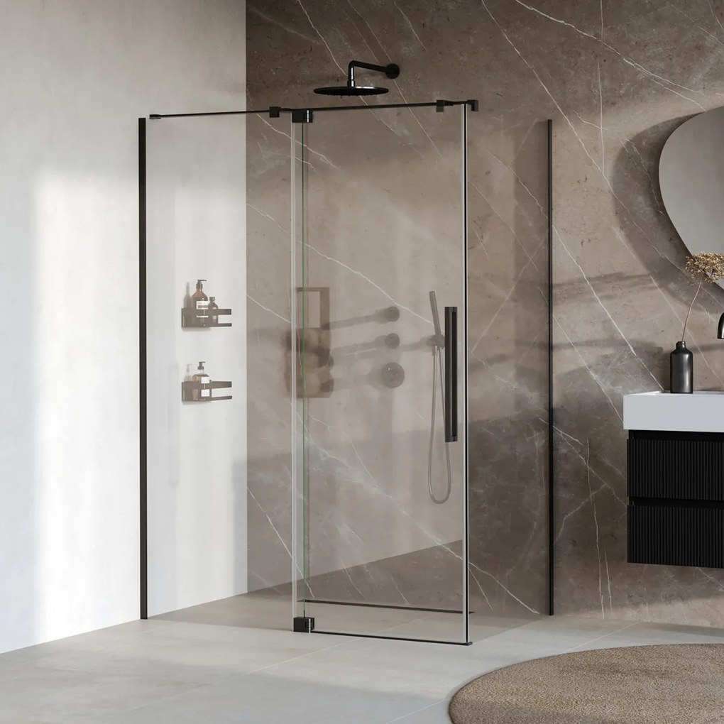 Brauer Stellar douchecabine met draaideur 140x80cm zwart mat