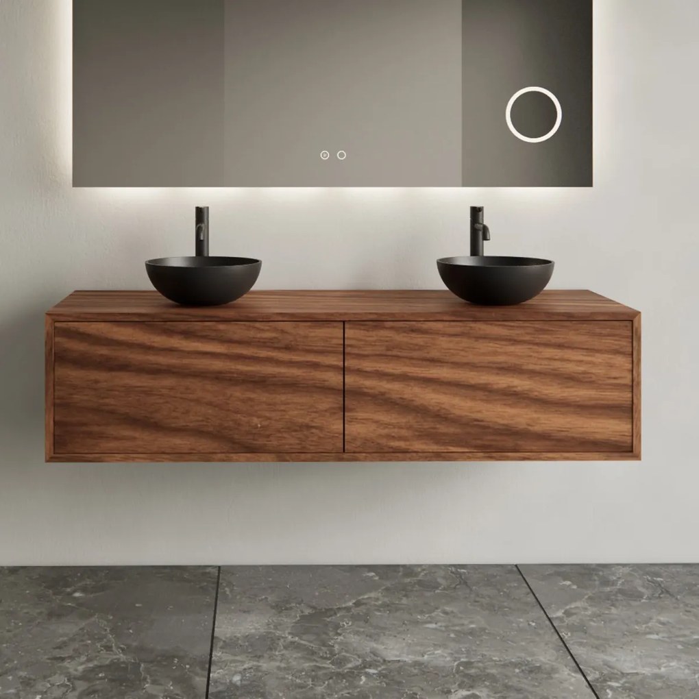 Gliss Design Joa badmeubel met 2 lades 140cm walnut