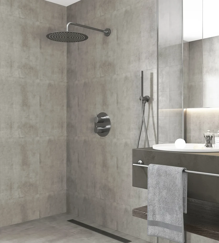 Saniclear Iron inbouw regendouche rond met 30cm hoofddouche en muurarm verouderd ijzer - gunmetal