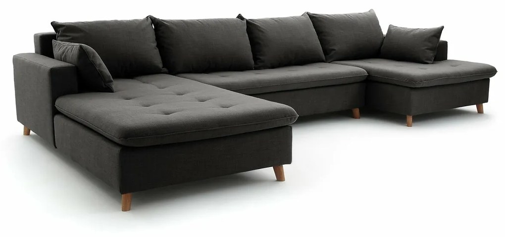 U-vormige zitbank in getextureerde stof, Milare