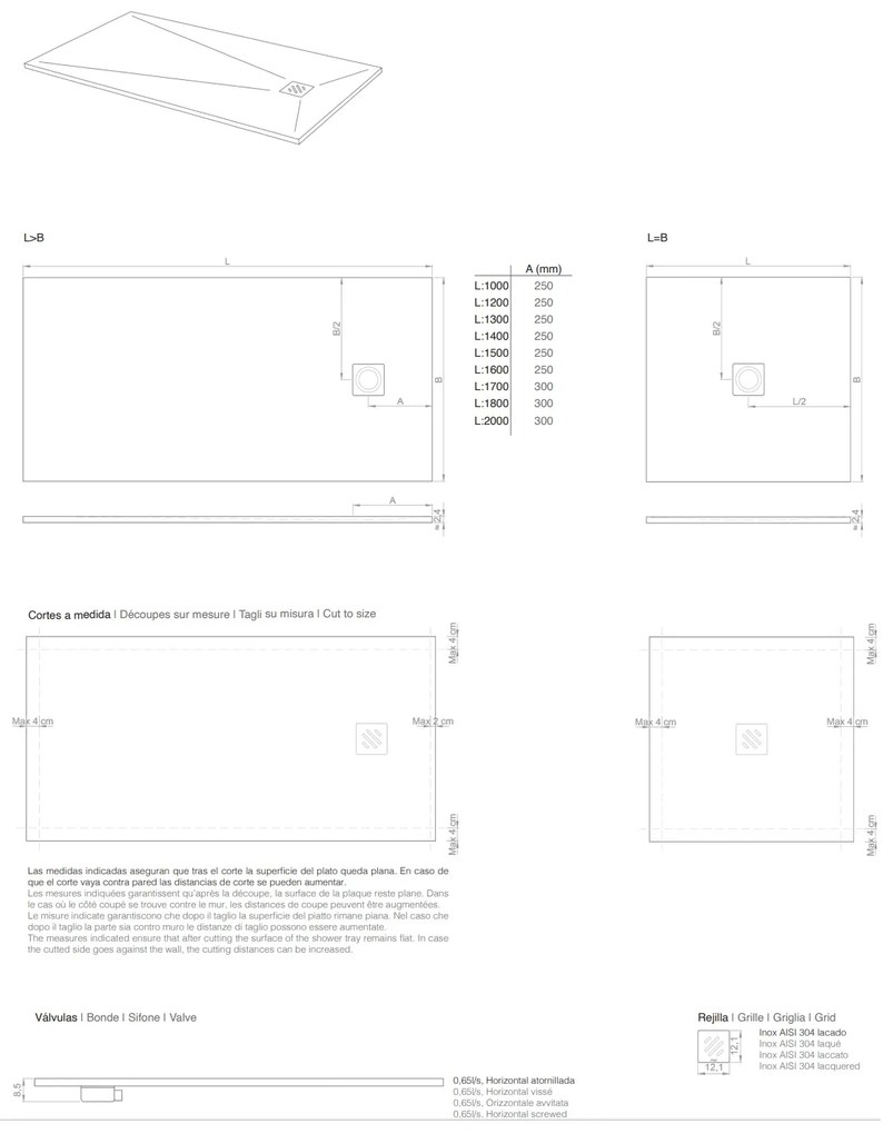 Resigres Zero douchebak 200x80cm wit mat composiet
