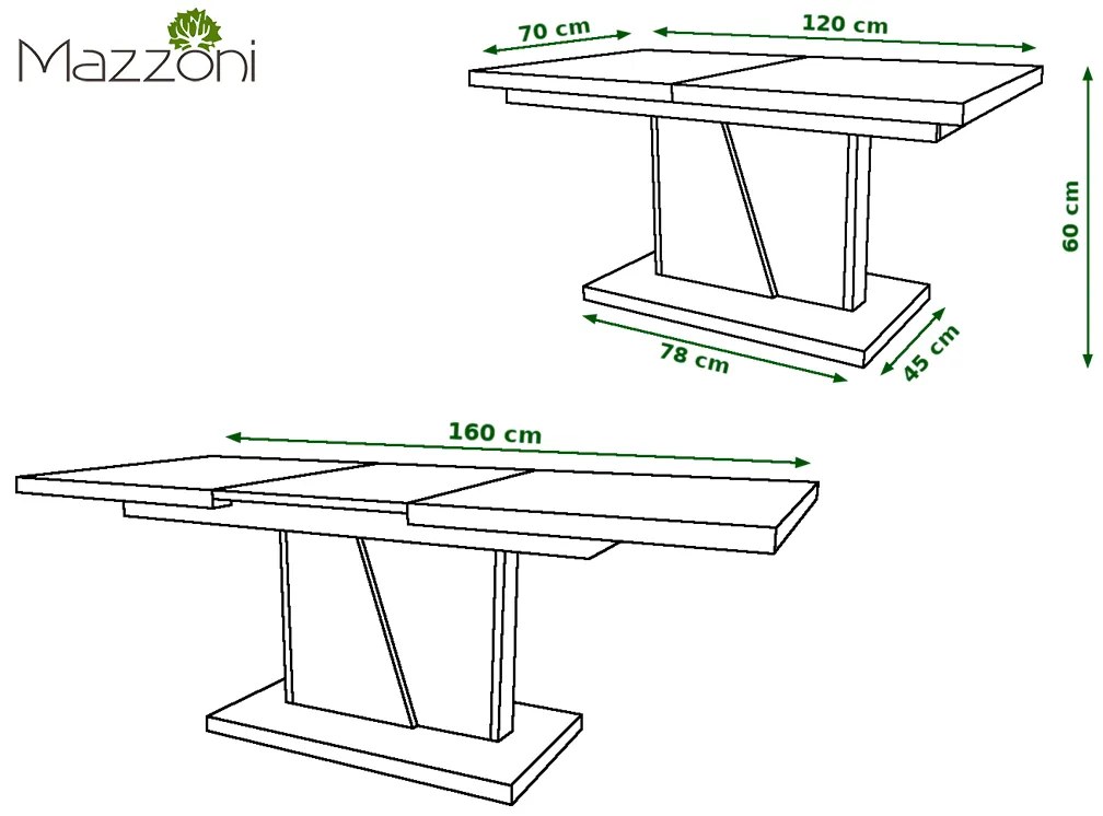 NOIR artisan eiken / antraciet, salontafel, uitschuifbaar