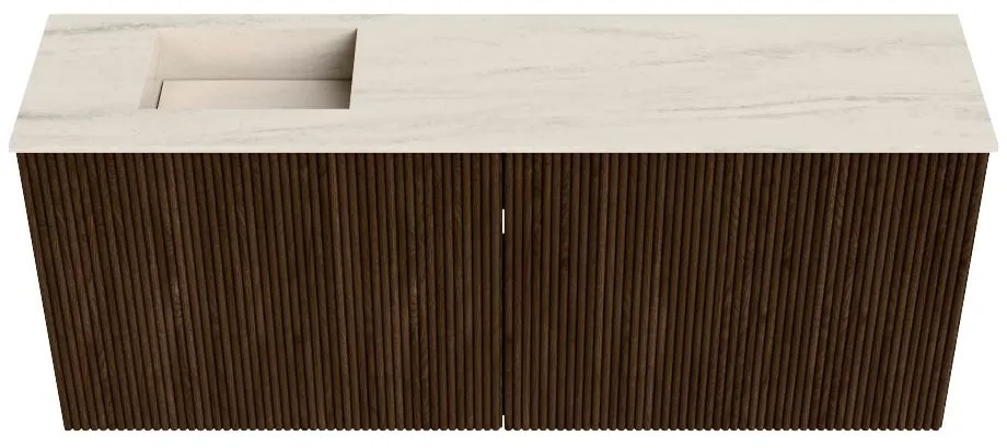 Mondiaz Joya DLux 100cm toiletmeubel walnut met wastafel faye links zonder kraangat meli