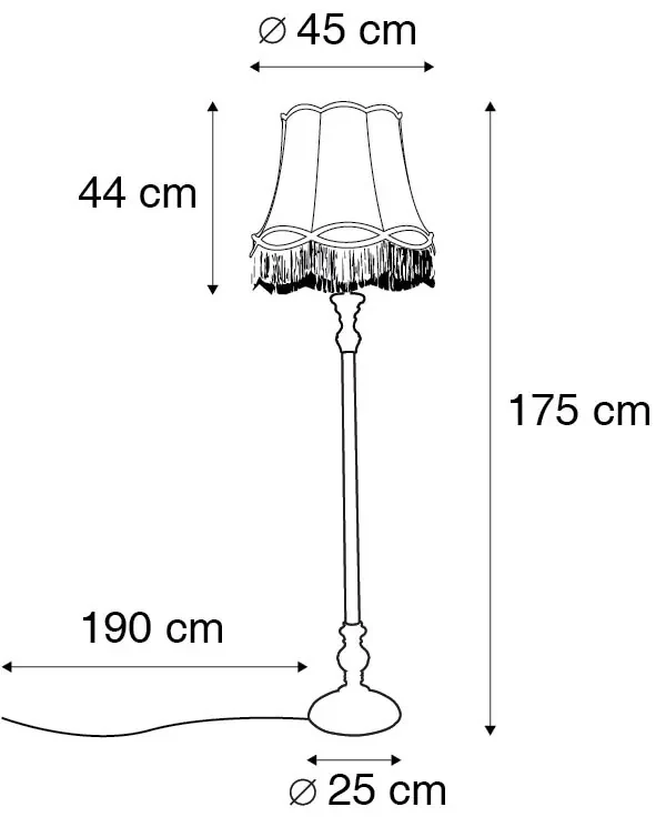 Vloerlamp grijs met Granny kap goud - Classico Retro E27 rond Binnenverlichting Lamp