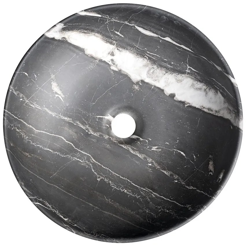 Sapho Rondane keramische waskom 41x41cm zwart marmer