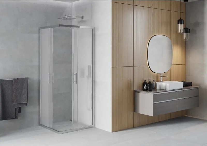 Mexen Rio vierkante douchecabine 80 x 80 cm, matglas, chroom - 860-080-080-01-30