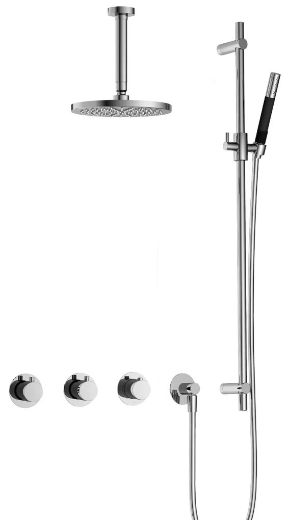 Hotbath Cobber IBS70 inbouwdouche met 15cm plafondbuis en glijstang chroom