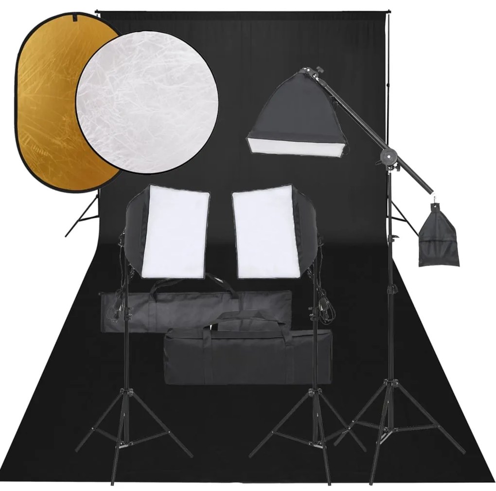 vidaXL Fotostudioset met verlichtingsset, achtergrond en reflector
