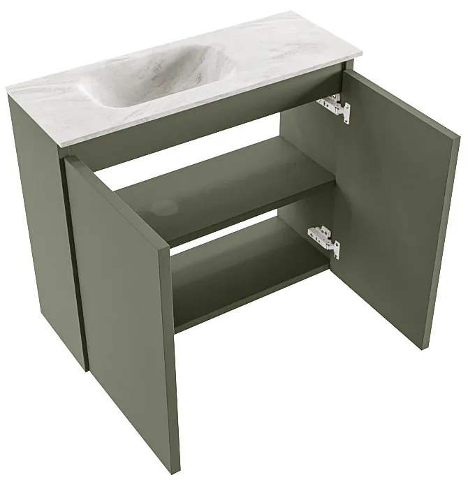 Mondiaz Ture DLux toiletmeubel 60cm army met wastafel ostra links zonder kraangat