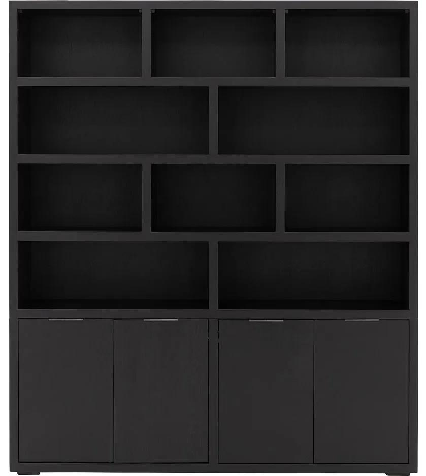 Goossens Buffetkast Narobi, 4 deuren 10 open vakken 180 cm breed, zwart eiken, 180 x 210 x 40 cm, stijlvol landelijk